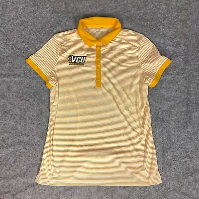 VCU Rams Womens Shirt Large Polo Nike Gold White Striped NCAA Golf Dri-Fit Logo • $13.29