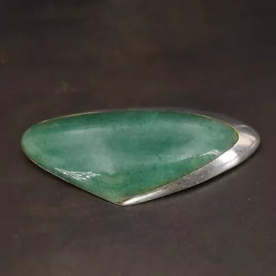 VTG Sterling Silver - MEXICO TAXCO Modern Green Jade Statement Brooch Pin - 20g • $12.27