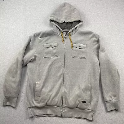 Oneill Super Fleece Hoodie Mens XL Gray Full Zip Sherpa LIned Snap Pockets • $34.95