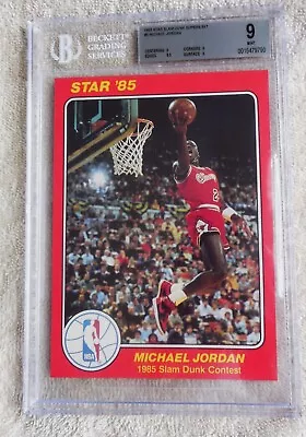 1985 STAR SLAM DUNK SUPERS MICHAEL JORDAN 5x7 BGS 9 • $2495