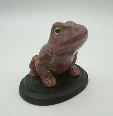 Vintage Miniature 1 5/8  Frog Carved Stone Marble Art Sculpture On Stand • $39.99