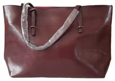 Large Capacity Leather-Look TOTE BAG Top-Handle HANDBAG Casual BROWN Red Wine • £21.99