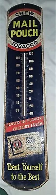 Antique Usa Mail Pouch Tobacco Thermometer Cigarettes Metal Tin Smoking Art Sign • $595