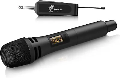 TONOR TW310 Wireless Microphone UHF Cordless Handheld Dynamic Mic Set Black/grey • £27.99