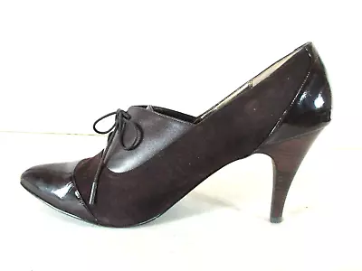 Moda Brown Suede Patent Leather Slip On Pumps Heels Shoes Women's 10 M (SW8) • $24
