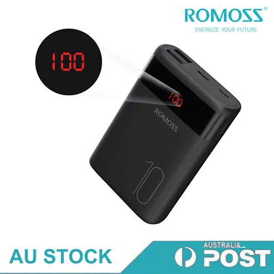 $21.99 • Buy ROMOSS Portable Power Bank 10000mAh Dual USB Mini Phone Charger External Battery