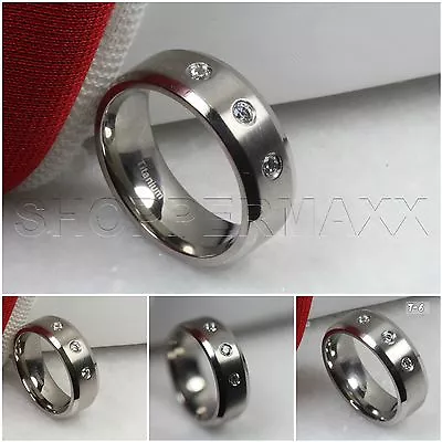 3 Stone Classy Heavy Mens Titanium Polished Finish Wedding Band Fashion Ring  • $13.96