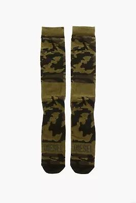 Diesel Cotton Army Green Camo Camouflage Long Socks Size Large 8-11 EU 43-46 • £10.95