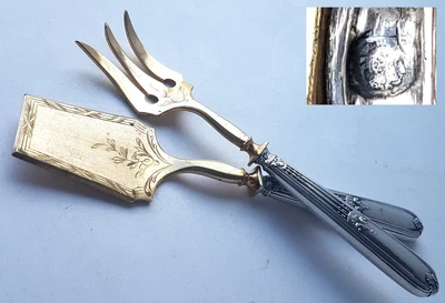 £141.72 • Buy Rare Set Serving Fork + Cake Server France Silver Um 1880 - 1890 N193