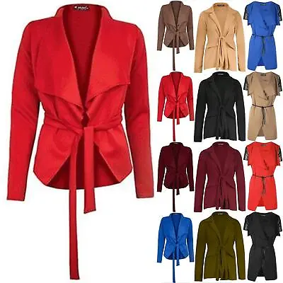 £5.49 • Buy Womens Ladies Italian Long Sleeve Tie Belt Waterfall Cape Jacket Blazer Cardigan