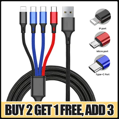Universal 4 In 1 Multi USB Charger Charging Cable Lead For All Mobile Phones UK • £3.68