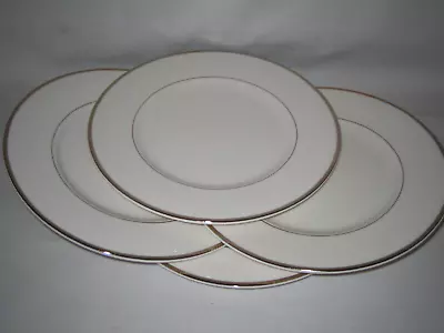 Set Of 4 Mikasa Cameo Platinum Salad Plates 8 5/8'  Silver Trim HK301 • $25.99