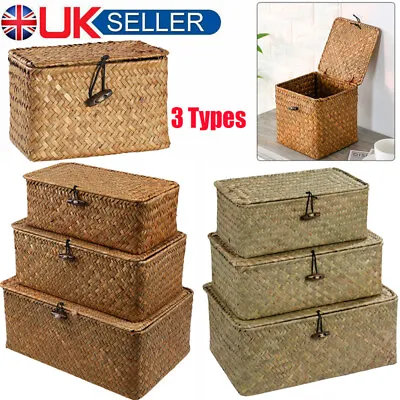 £14.99 • Buy Storage Baskets 3 Set Woven Fabric Organiser Boxes For Shelves Homes Bathroom
