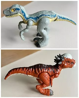 Imaginext Jurassic World Pachycephalosaurus & Blue Velociraptor Dinosaur Figures • £6