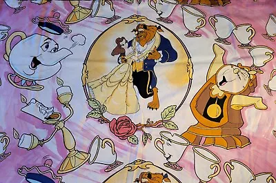 Vintage Beauty And The Beast Twin Flat Top Sheet Belle Disney Fabric 66 X 92 USA • $24.99