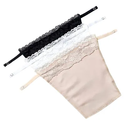 3Pcs Lace Clip-on Mock Camisole Bra Insert Overlay Modesty Panel Mock Camisole • £3.70