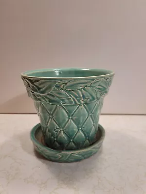 McCoy Turquoise Planter With Saucer • $8