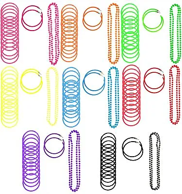 Neon Necklace Beads Hoop Earrings Gummy Bracelets Hen Party Festival Jewellery • £4.49