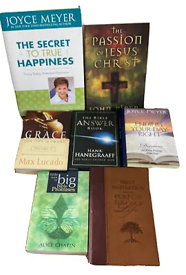 LOT Of 7 Religious Spiritual Inspirational Books Bible Joyce Meyer Max Lucado • $26.22