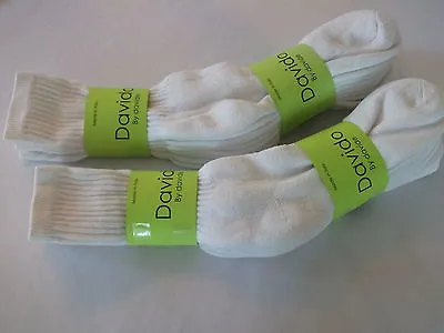 Davido Mens Socks Crew Made In Italy 100% Cotton 6 Pair White Or Black Siz 13-15 • $22.50