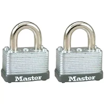 Master Lock 22T Keyed Alike Warded Padlock 1-1/2 Inch 2-PackSteel • $21.56