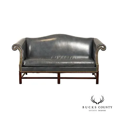 Hickory Chair Co. Chippendale Style Camelback Leather Sofa • $2395