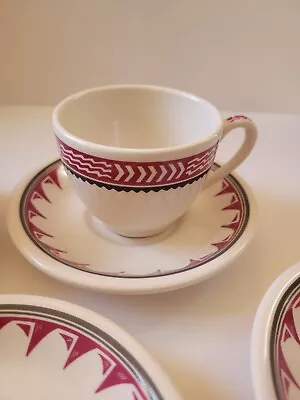 Red  Ancient Mimbreno Indian Santa Fe RR Replica Dining 1Tea Cup And 1 Saucer  • $45.99