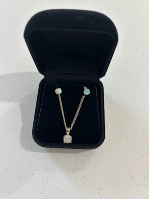 $198 • Buy Opal Pendant And Earring Set; Unwanted Gift, Never Used, Valuation Cert Incl.