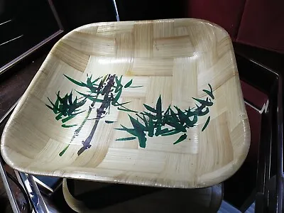 Vintage Tiwan Woven Bamboo Formosa Wood Serving / Salad Bowl VGC 26cm² X 6cm  • $9.79