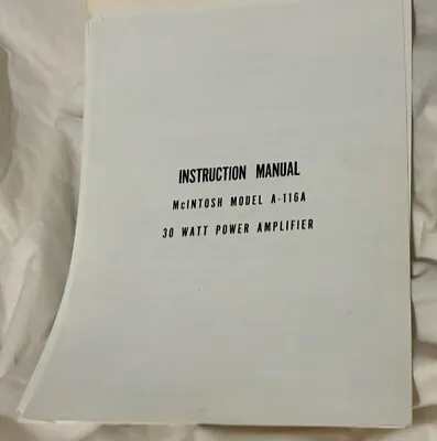 McIntosh A-116 And A-!!6A Instruction Manuals • $25