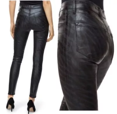 New J BRAND Women Leather Pants  Maria Galactic Black Zebra Sz 29 • $125