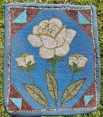 Large Antique Plateau Yakima Nez Perce Beaded White Floral Bag • $850