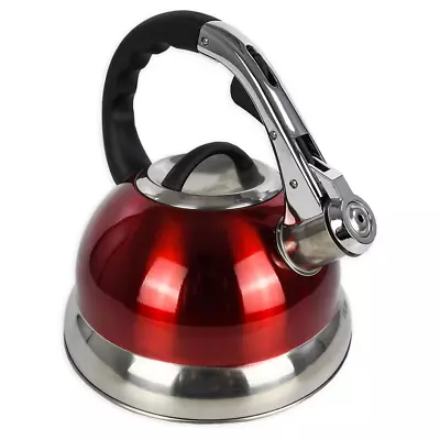 3 Liter Whistling Tea Kettle Stainless Steel Red • $15.90