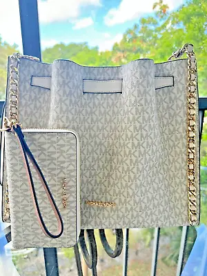 Michael Kors Ladies Mina Large Shoulder Bag Purse Handbag+ Phone Wallet Wristlet • $208