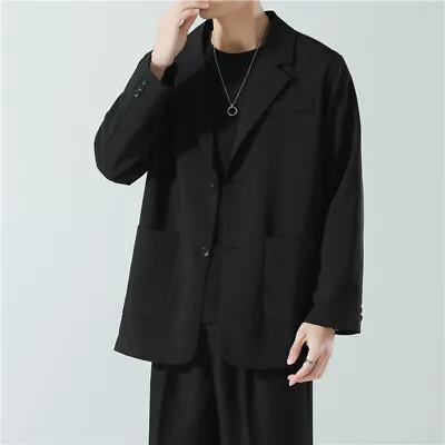 Men's Suits Korean Students Loose Blazer Uniforms Casual Jackets Coat 2 Buttons • $50.30