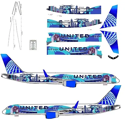 United 757-200  New York  Livery Airliner Decal 1:144 Scale For Zvezda 757 Kit • £8