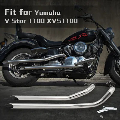 $193.88 • Buy V Star 1100 Polish Shortshots Staggered Exhaust Pipe For Yamaha XVS1100 Custom