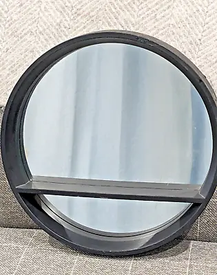 Round Mirror With Shelf - Black  14  • £15