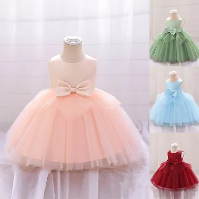 Baby Girl Princess Bridesmaid Dress Birthday Wedding Party Sleeveless Gown Dress • £3.99