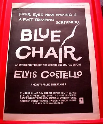 Elvis Costello Blue Chair Vintage ORIG 1987 Press/Magazine ADVERT Poster-Size • $4.97