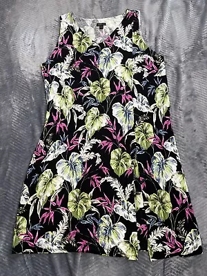 J.Jill Wearever Collection Sleeveless Hawaiian Tropical Floral Dress Large • $25.49