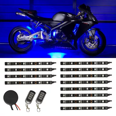 LEDGLOW 12pc BLUE LED FLEXIBLE LED STRIP KIT ACCENT GLOW MOTORCYCLE LIGHTS KIT • $108.99