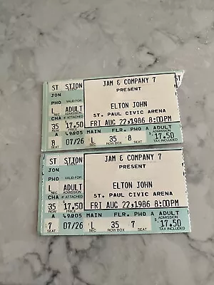 Elton John Ticket Stubs August 22 1986 St. Paul Civic Arena St. Paul MN • $14.75