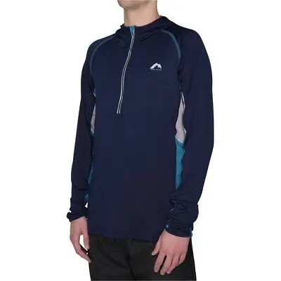 £11.95 • Buy More Mile More-Tech Mens Running Top Blue Half-Zip Long Sleeve Gym Sports Hoody