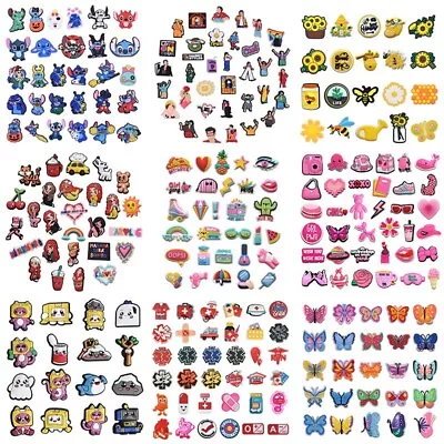 £5.40 • Buy 20-100PCS Random Cartoon Halloween Pink Cute For Shoes Buckle Croc Charms Gifts