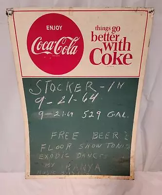1964 Vintage Original Coca Cola Enjoy Coke Chalkboard Tin Sign • $20.50