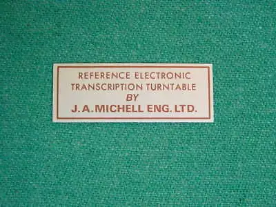 Unused Name Plate For 1970's Michell Engineering Reference Electronic Turntable  • $29.95