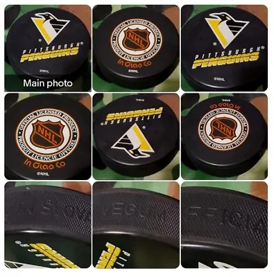 PITTSBURGH PENGUINS NHL LICENSED PUCK Made In 🇸🇰 VEGUM MFG. + INGLASCO VINTAGE • $20