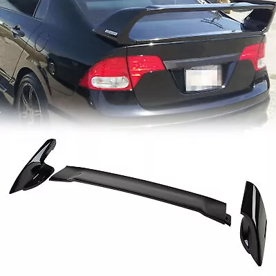 For 06-11 Civic 2DR Coupe Glossy Black Mugen Style RR Trunk Wing Spoiler Set • $78.47