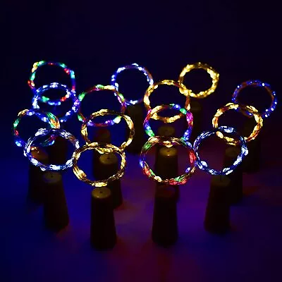 1-12pcs Bottle Lights With Cork Wine Bottle Lights Shape 2M 20LED For Xmas Party • £1.59